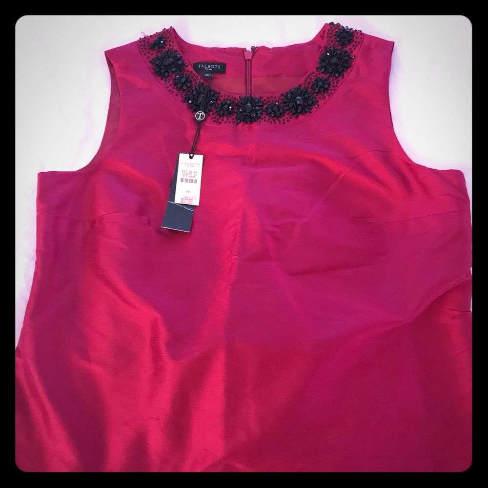 NWT bright pink with black bead sequin embellished